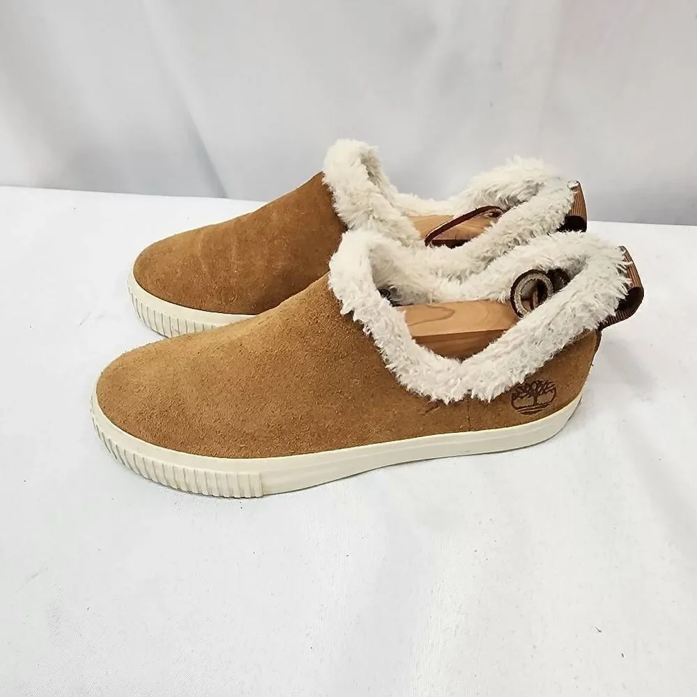 Timberland Skyla Bay Slip-On Faux Fur Lined - Women's Size 7 Cognac Sneakers Sho